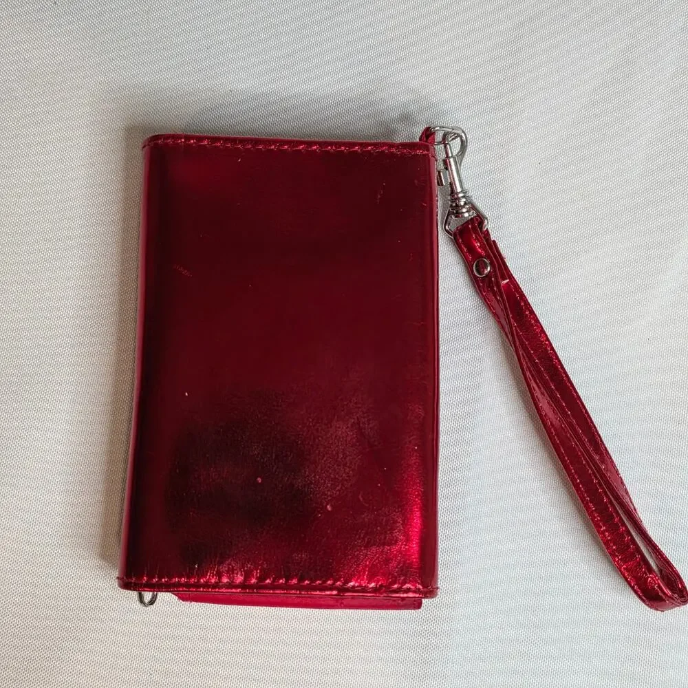 Justice Red Wallet Purse Free To Be Me Clutch Wristlet Red White Blue Used